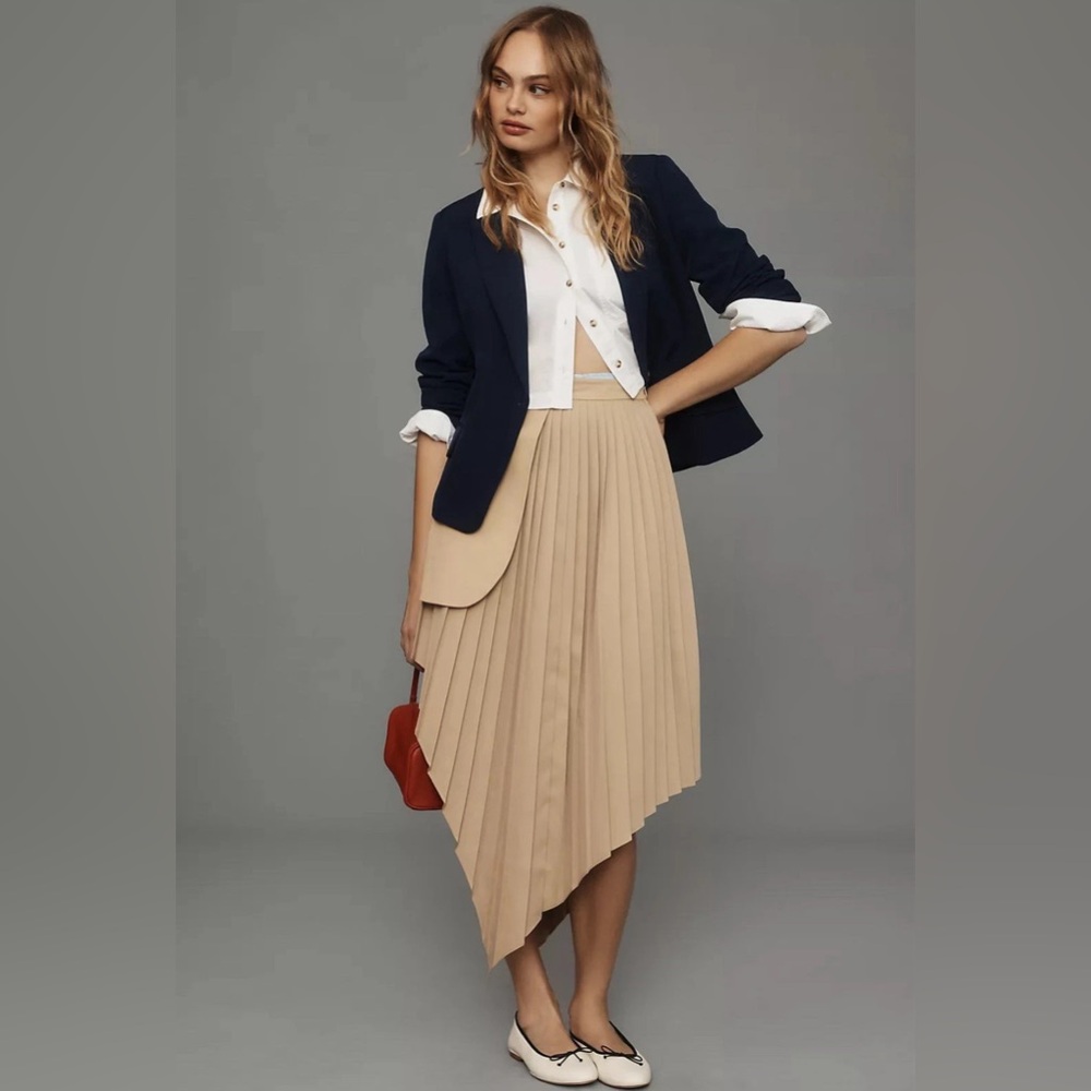 NWT Anthropologie Mare Mare Pleated Asymmetrical high low Skirt L